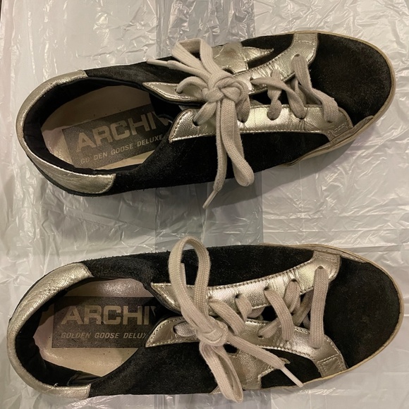 GOLDEN GOOSE SNEAKERS WOMEN SUEDE BLACK & SILVER - Picture 3 of 3